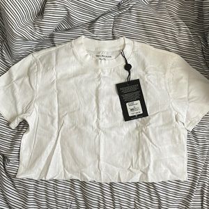 NEW True Religion cropped monogram white shirt | size xs